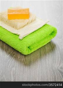 soap and bast on towel