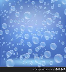 Soap Bubbles on Blue Background. SPA Aqua Background.. Foam Babbles