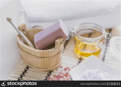 soap cream near essential oil
