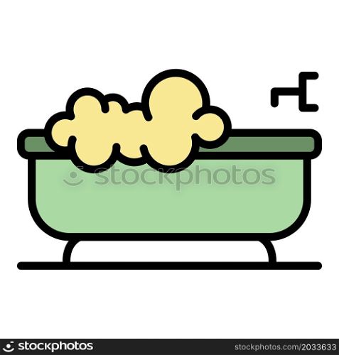 Soap in bathtub icon. Outline soap in bathtub vector icon color flat isolated. Soap in bathtub icon color outline vector