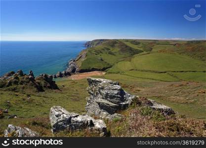 Soar mill cove beach and cliffs south Devon England UK