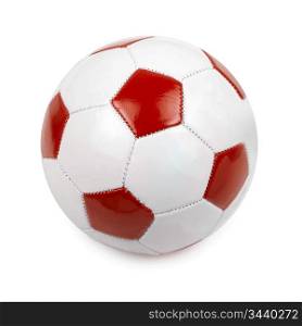 Soccer ball colored by flag of Poland on white