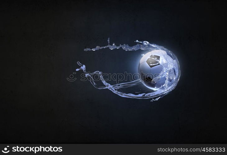 Soccer ball. Conceptual image of soccer ball in water splashes