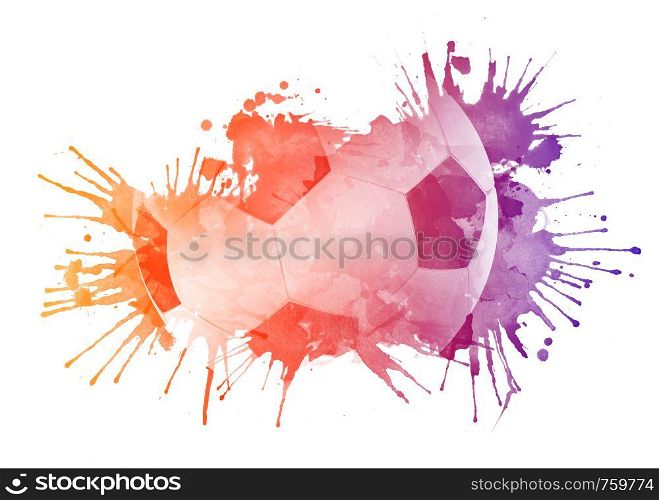 Soccer ball in Watrcolor Isolated on White Background.
