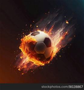 Soccer ball meteor. Generative AI. High quality illustration. Soccer ball meteor. Generative AI