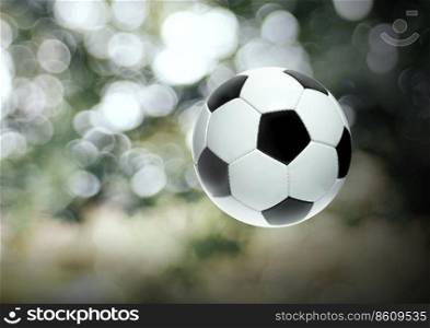 Soccer ball On bokeh Blur background
