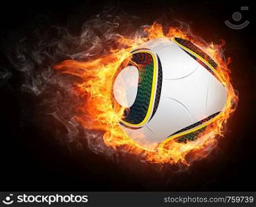 Soccer Ball on Fire. 2D Graphics. Computer Design.. Soccer Ball