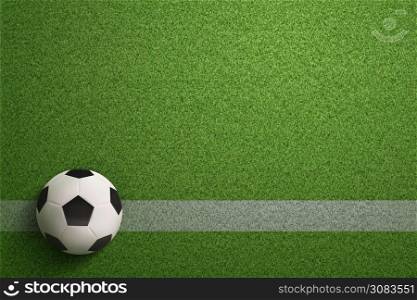 Soccer ball on soccer field background