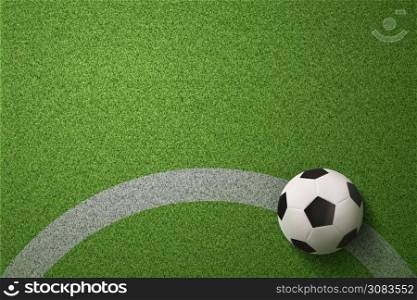 Soccer ball on soccer field background