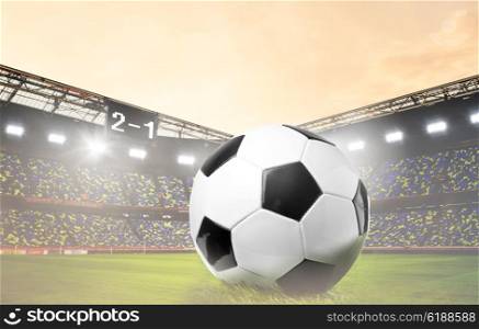 soccer ball on stadium. soccer or football ball on stadium