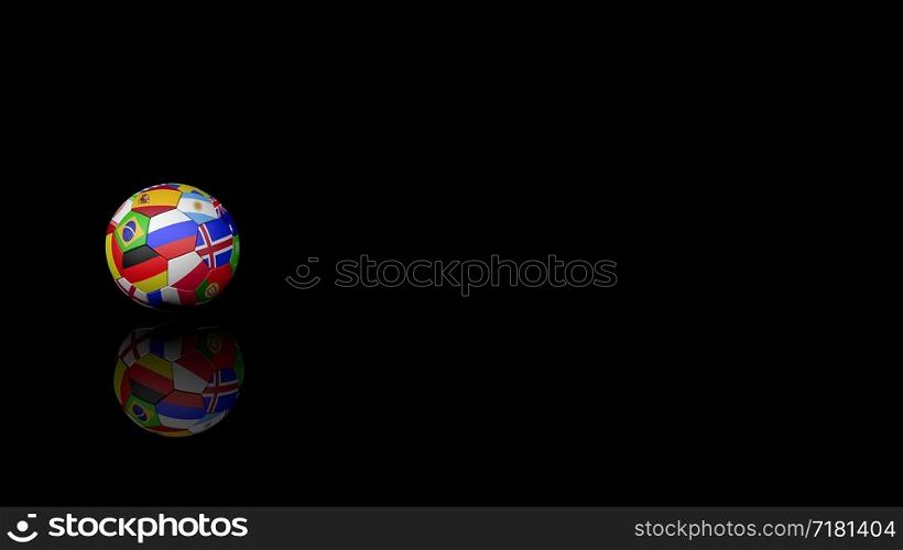 Soccer ball with flags on black Background
