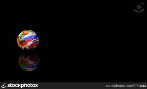 Soccer ball with flags on black Background