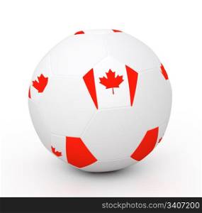 Soccer ball with the attributes of the Canada flag