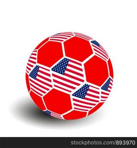 Soccer Ball with USA Flag on white background. Soccer Ball with USA Flag