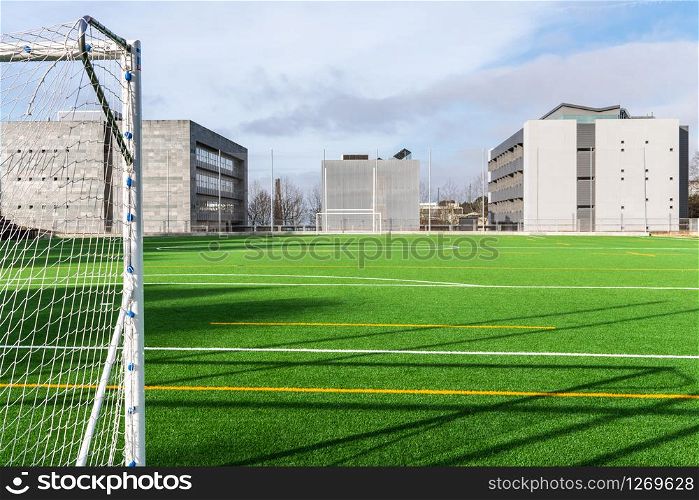 Soccer camp of Santiago de Compostela University with artificial turf