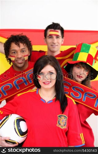 Soccer fans supporting Spain