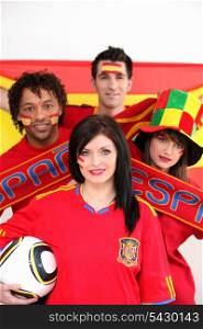 Soccer fans supporting Spain