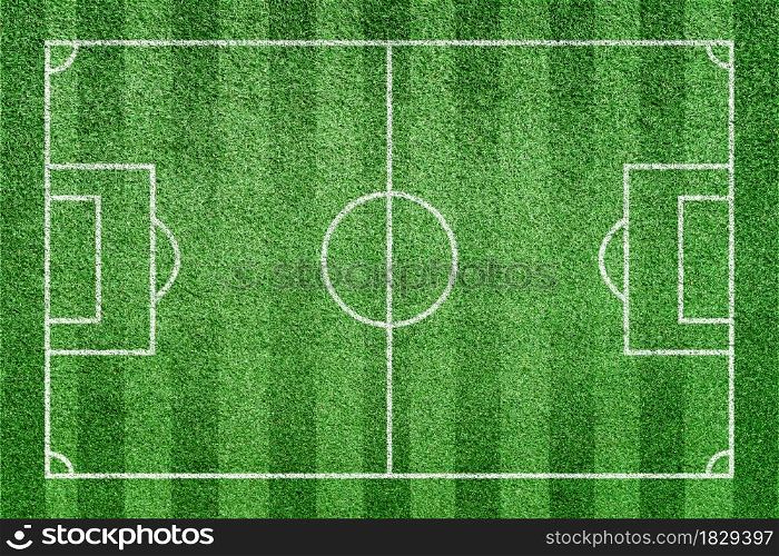 Soccer field. Stripe grass football stadium. Green lawn with white lines pattern. Top view