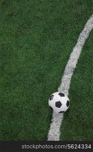 Soccer field with soccer ball and line
