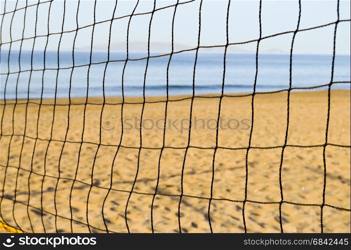 Soccer net on the sand of Amoudara beach . Soccer net on the sand of Amoudara beach in Crete