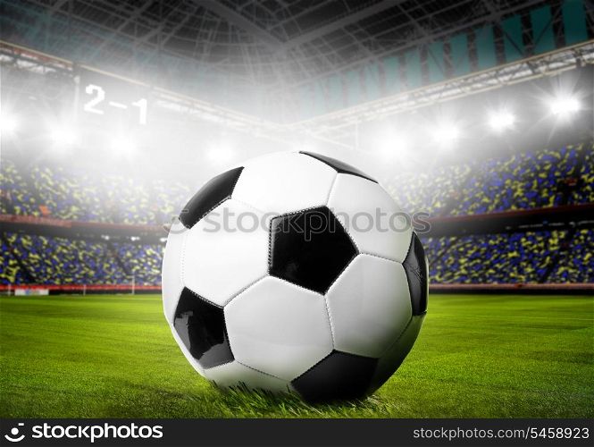 soccer or football ball on stadium