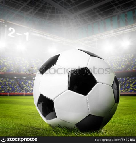 soccer or football ball on stadium. soccer ball
