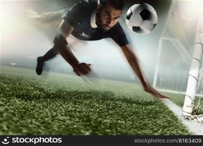 Soccer player heading soccer ball