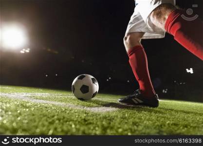 Soccer player making a corner kick