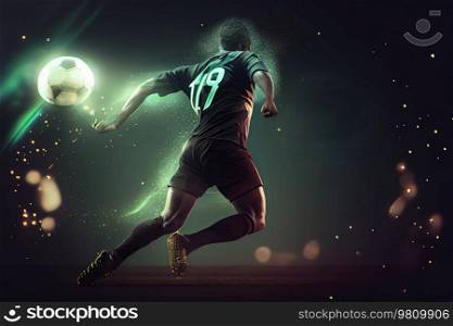 Soccer Player Playing. Illustration AI Generative