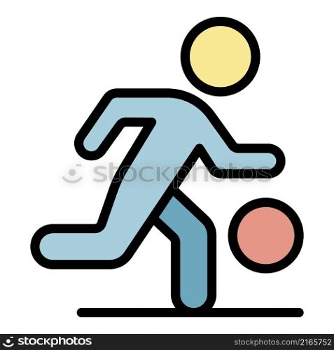 Soccer player running icon. Outline soccer player running vector icon color flat isolated. Soccer player running icon color outline vector