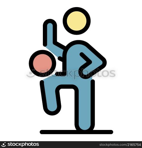 Soccer player training icon. Outline soccer player training vector icon color flat isolated. Soccer player training icon color outline vector