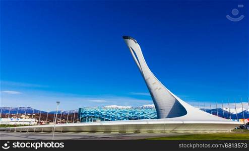 SOCHI, RUSSIA - January 16, 2016: Sochi Olympic Fire Bowl in the Olympic Park