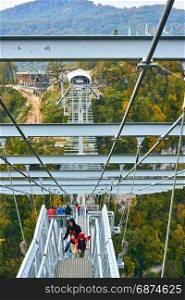 Sochi, Russia - OKTOBER 23, 2016: SKYPARK AJ Hackett Sochi is located in the Sochi National Park. The longest suspension footbridge in the world
