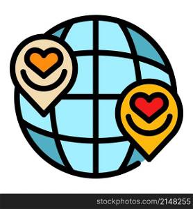 Social charity global icon. Outline social charity global vector icon color flat isolated. Social charity global icon color outline vector