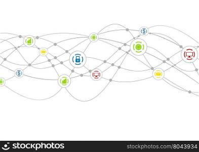 Social communication network wavy background