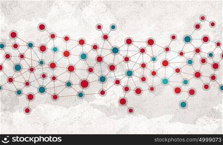 Social interaction and communication. Background conceptual image with grid representing social networking concept