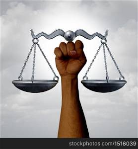 Social justice and equal rights awareness concept as a civil liberties and racial equality laws and government minority policy symbol with 3D illustration elements.
