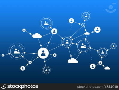 Social media communication. Communication blue background concept with social net lines