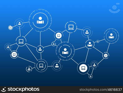 Social media communication. Communication blue background concept with social net lines