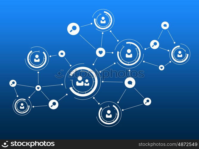 Social media communication. Communication blue background concept with social net lines