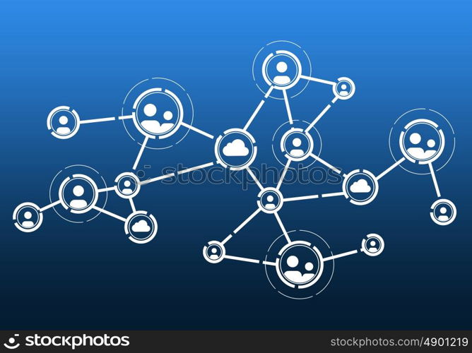 Social media communication. Communication blue background concept with social net lines