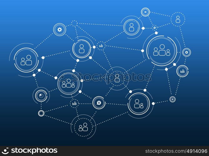 Social media communication. Communication blue background concept with social net lines