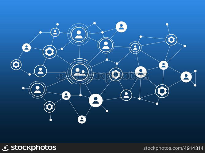 Social media communication. Communication blue background concept with social net lines