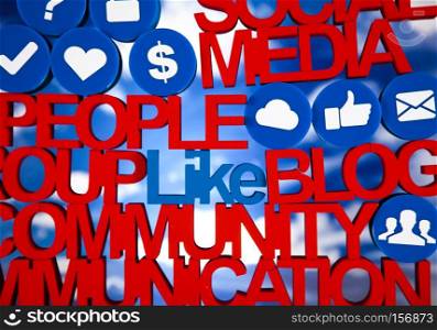 Social media, communication, modern vivid theme