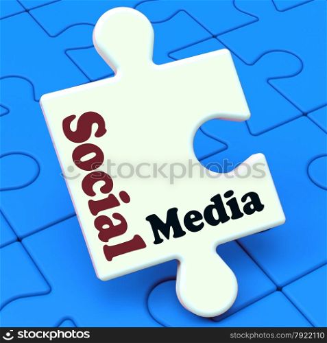 . Social Media Puzzle Showing Online Community Relation
