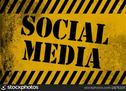 Social media sign yellow with stripes, 3D rendering