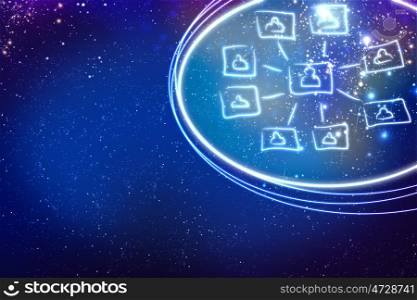 Social net. Background blue image with social networking concept