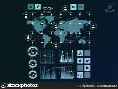 Social network concept. Web sites infographic design representing global connection concept