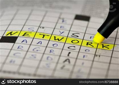 Social network conception text in crossword puzzle