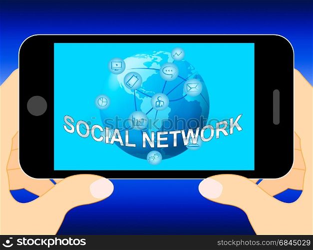 Social Network Mobile Phone Shows Virtual Interactions 3d Illustration